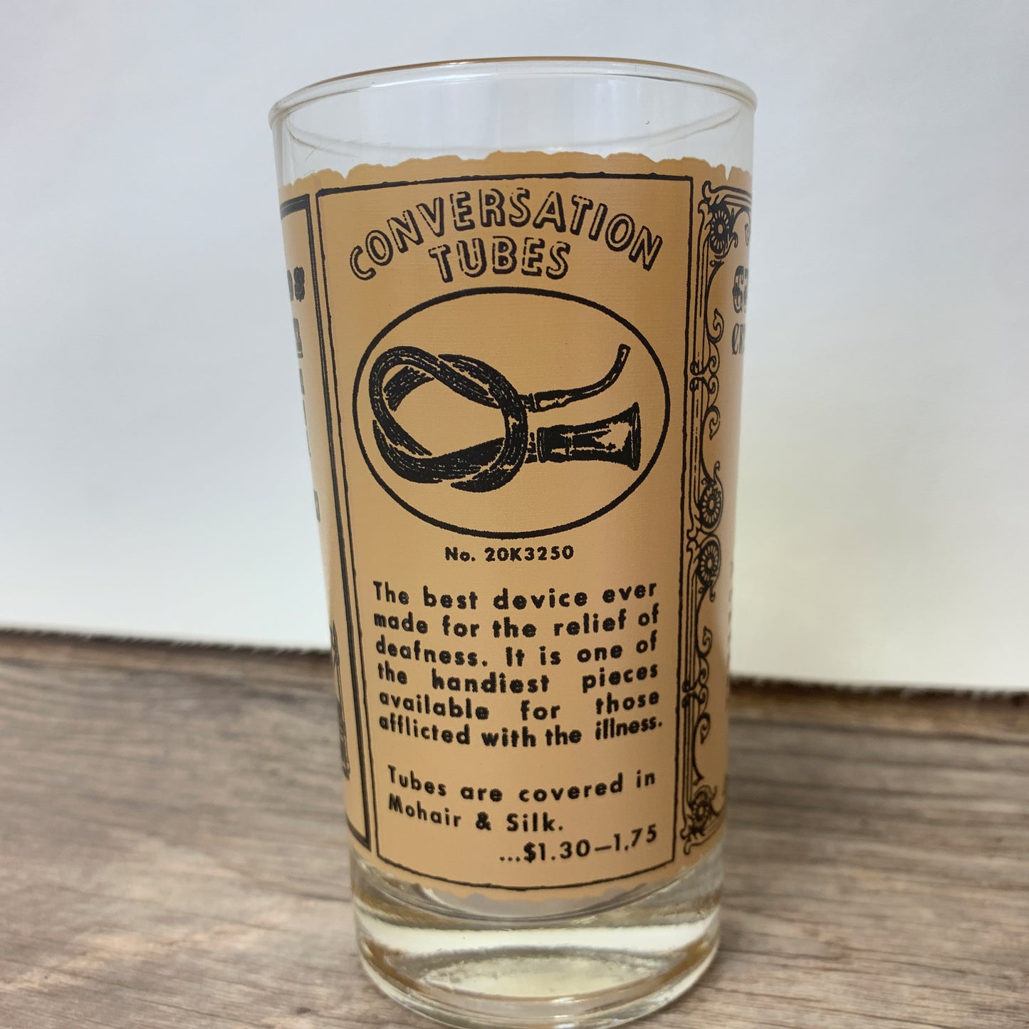 Set of 5 Vintage Juice Glasses with Antique Reproduction Advertising Posters