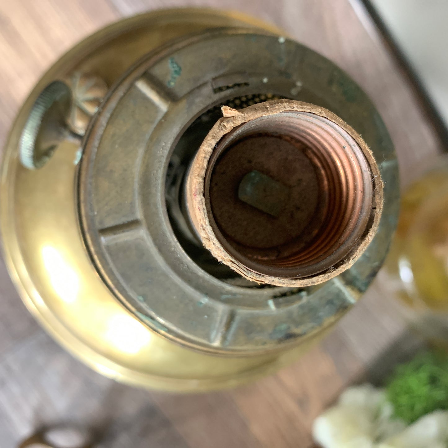 Converted Brass Aladdin Oil Lamp - Needs re Wiring