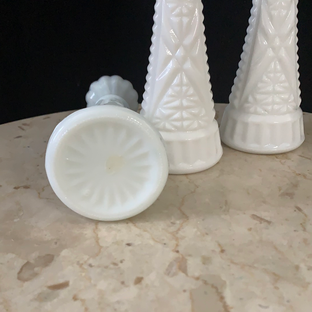 Group of 3 Vintage Milk Glass Vases Instant Collection