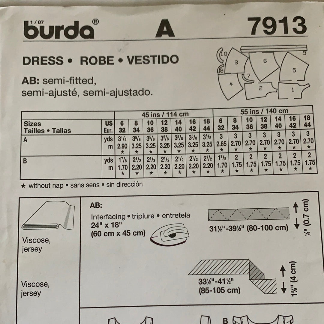 Loose Fitting Dress with Layered Skirt Sewing Pattern Burda Young Fashions 7913
