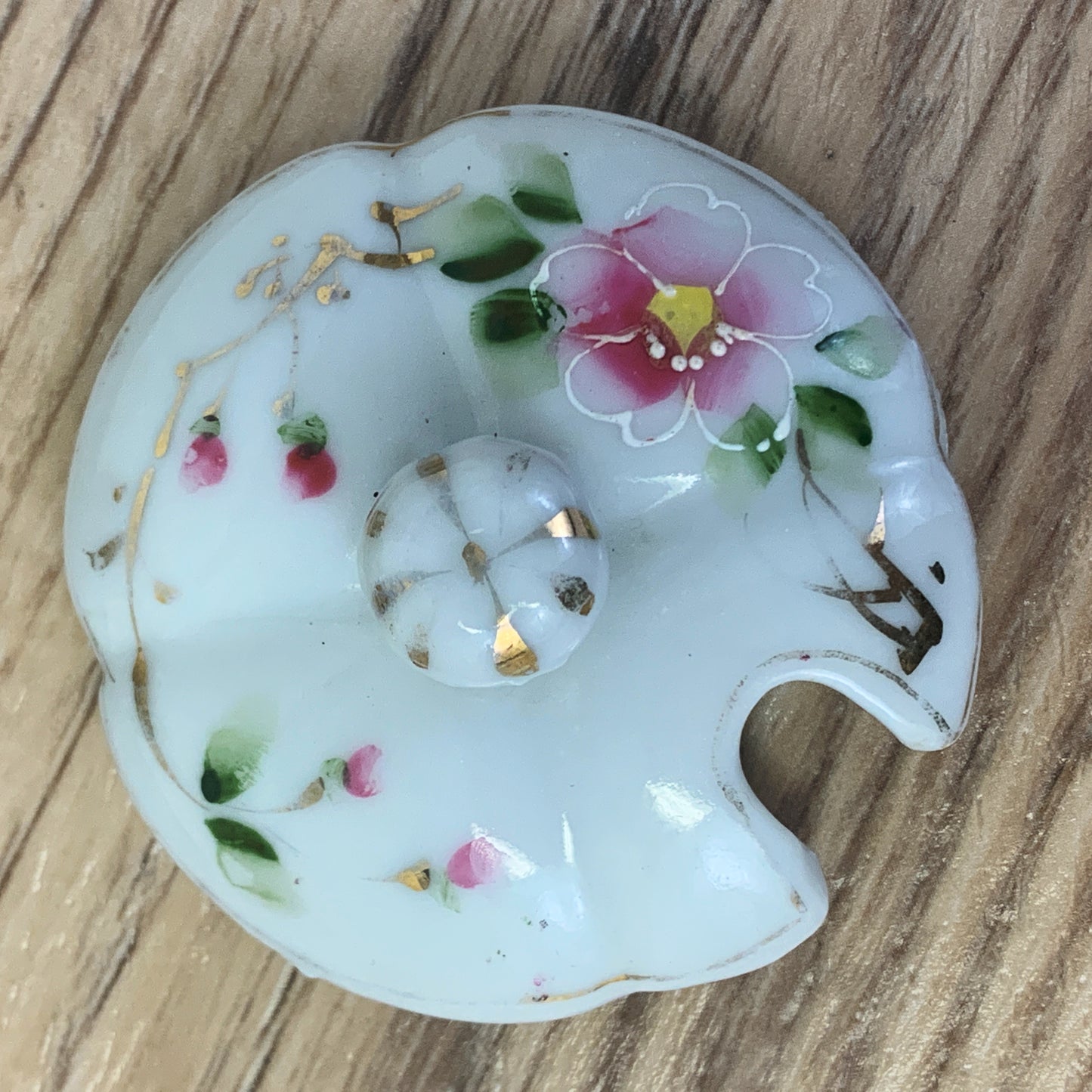 Vintage Ceramic Mustard Pot with Moriage Design