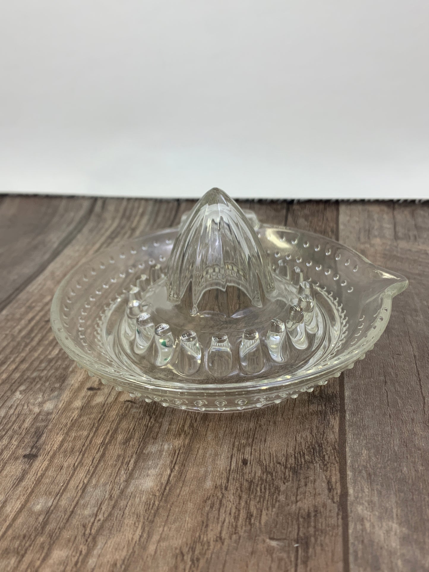 Small Clear Glass Juice Press with Hobnail Pattern Vintage Citrus Reamer Vintage Kitchen