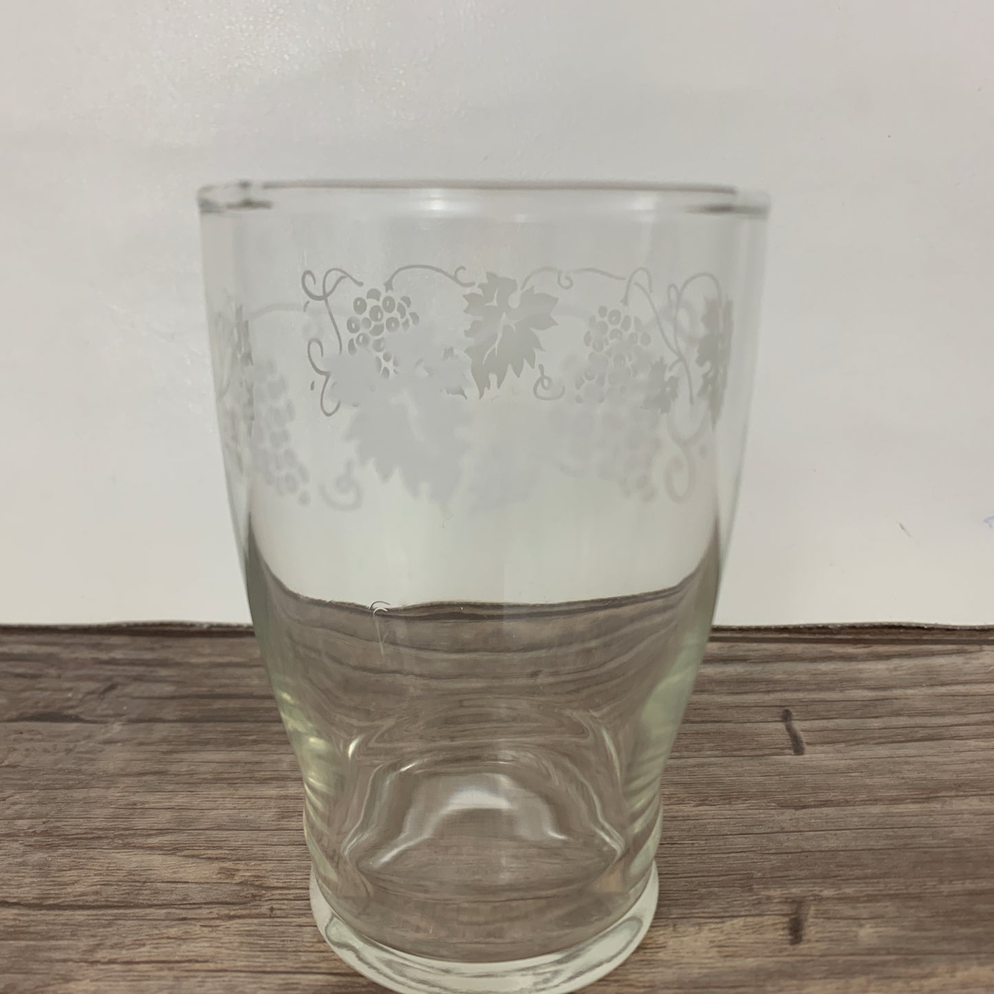 Small Vintage Juice Glasses with White Grapevine Border