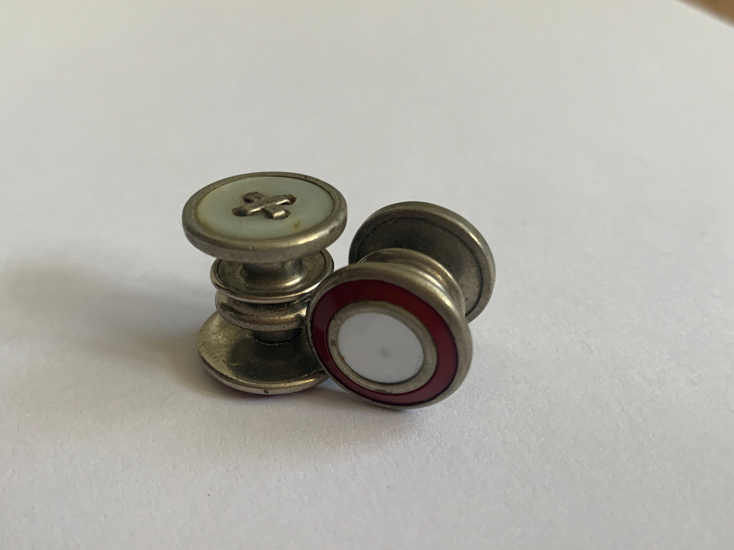 Vintage Snap Cufflinks Red and White Vintage Cufflinks