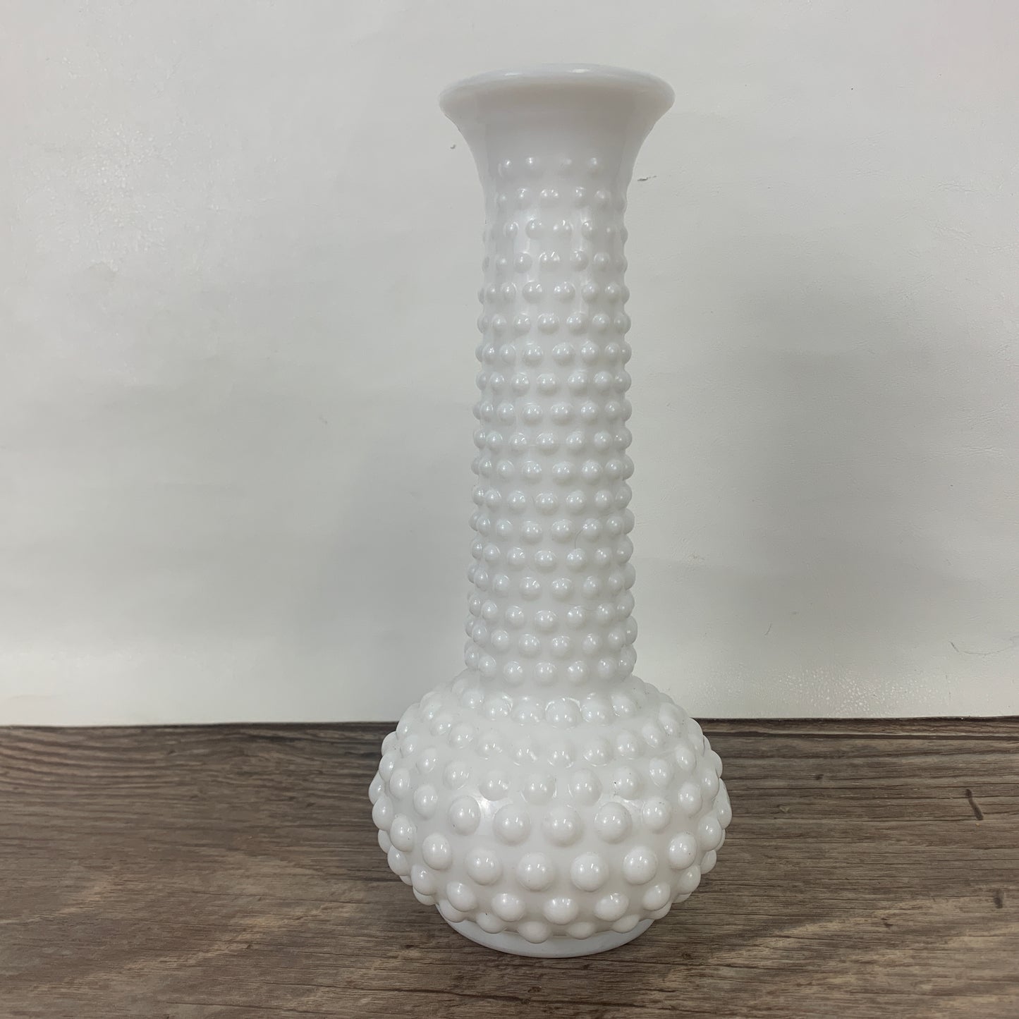 Milk Glass Hobnail Bud Vase, E O Brody Vintage Glass Vase