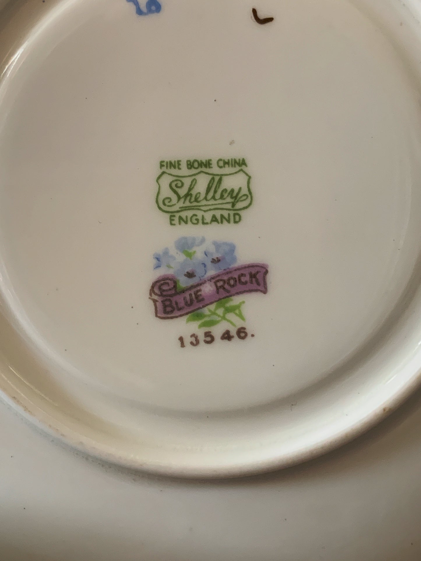 Shelley Bone China Blue Rock Teacup and Saucer