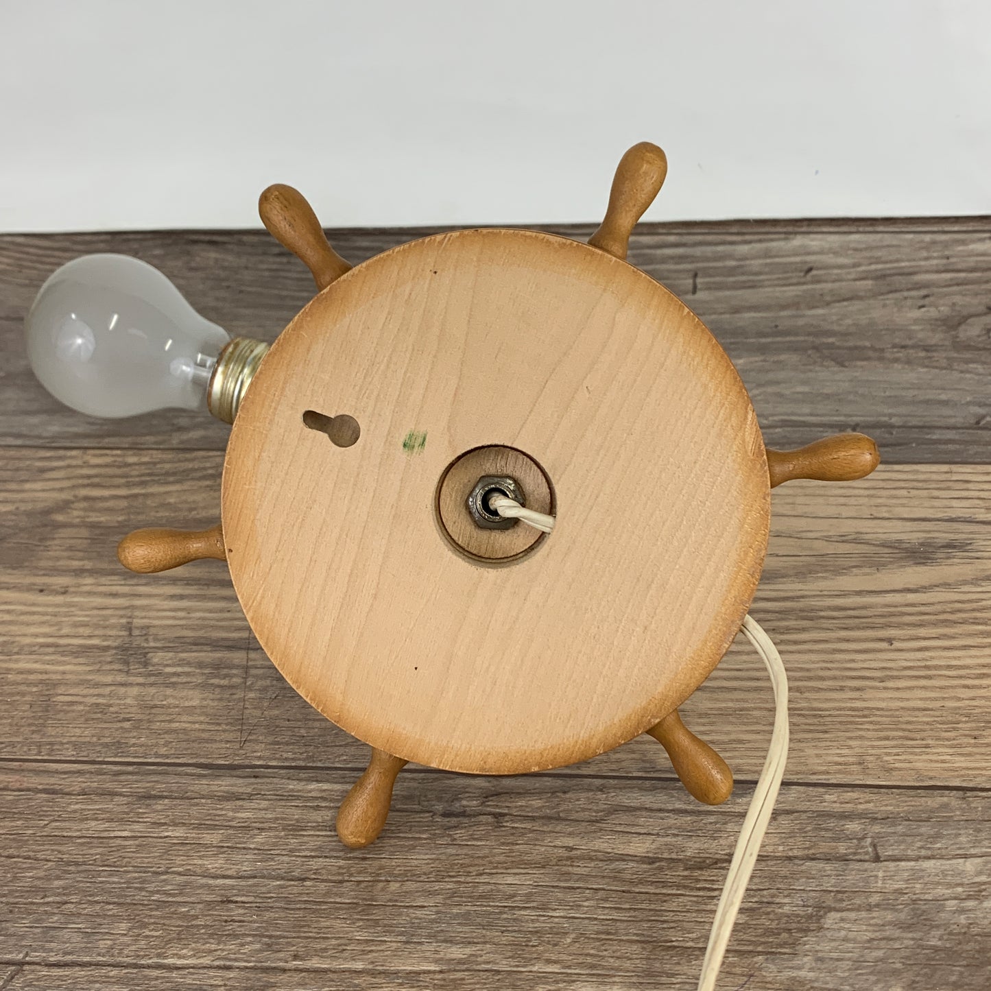 Ship's Wheel Vintage Lamp, Small Wooden Wall Lamp