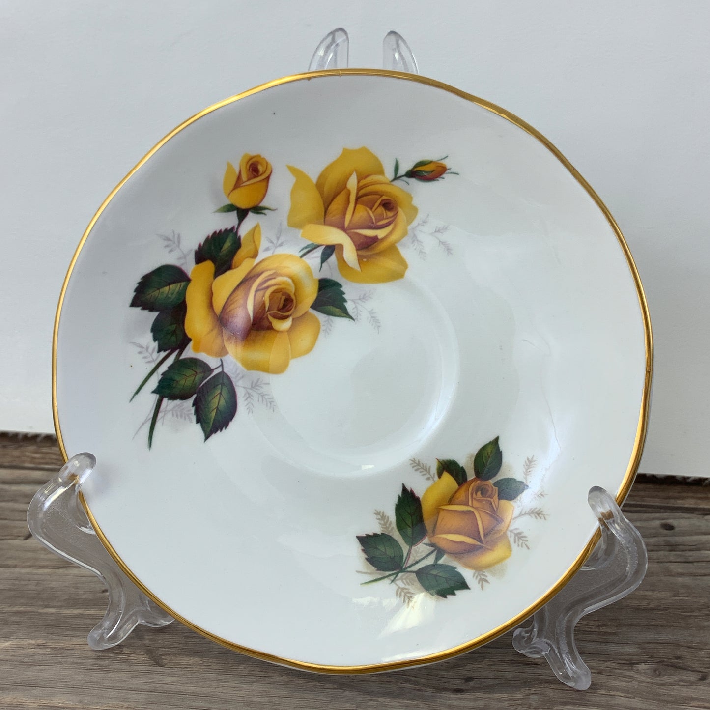 Yellow Floral Vintage Teacup and Saucer Crown Trent Staffordshire
