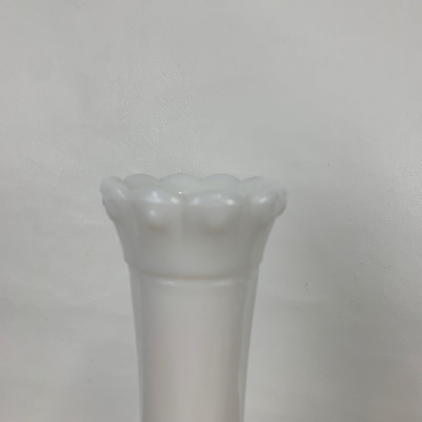 White Bud Vase with Scalloped Rim, Vintage Milk Glass Bud Vase