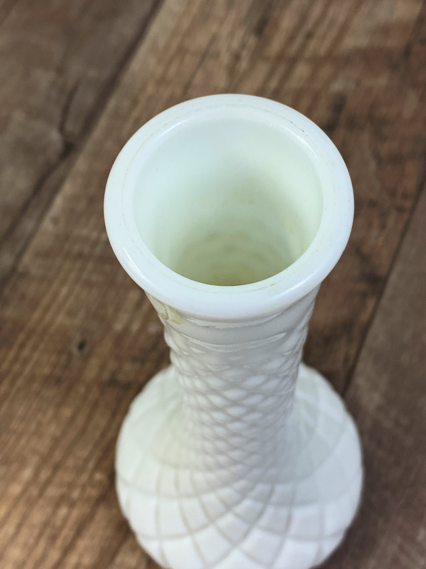 Vintage Milk Glass Teleflora Vase Diamond Pattern Vintage Farmhouse Decor