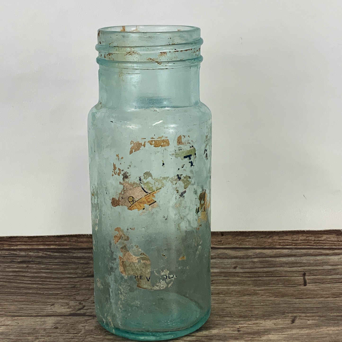 Antique Aqua Blue Glass Bottle, Farm House Decoration