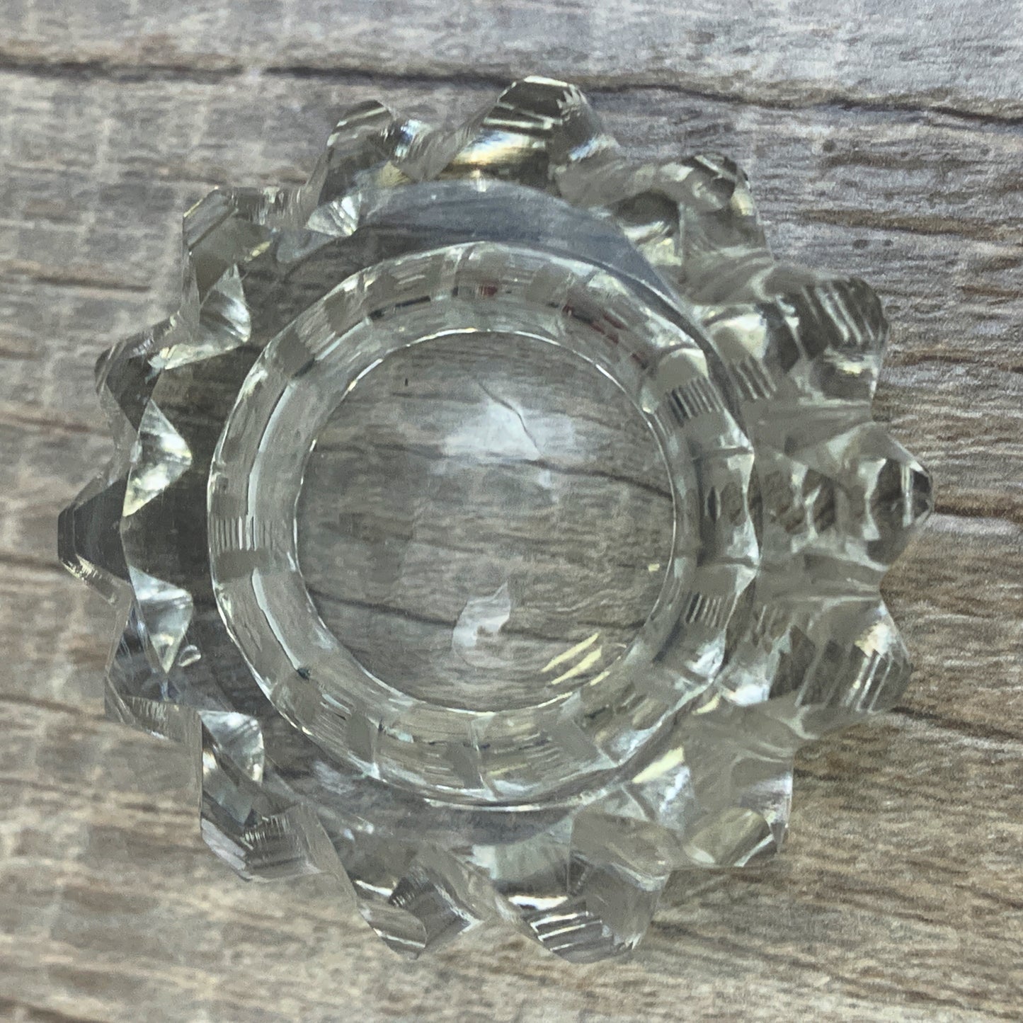 Clear Glass Open Salt Cellar, Cut Crystal Personal Salt Dips