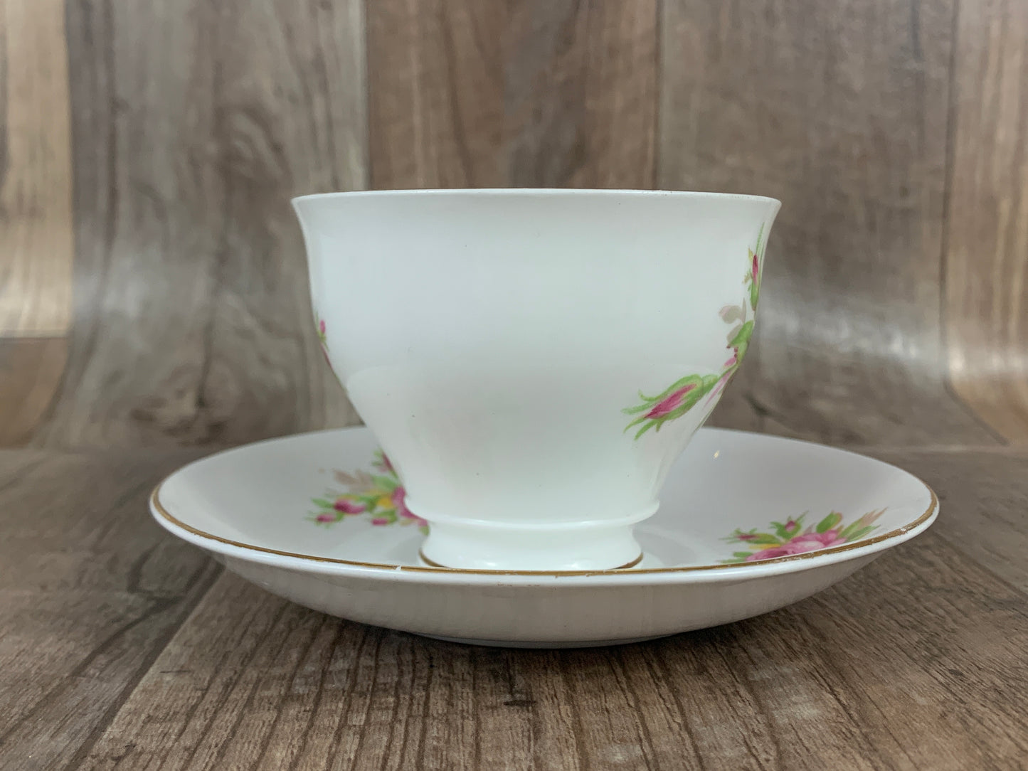Pink Floral Vintage Teacup and Saucer Made in England Bone China Vintage Tea Cup