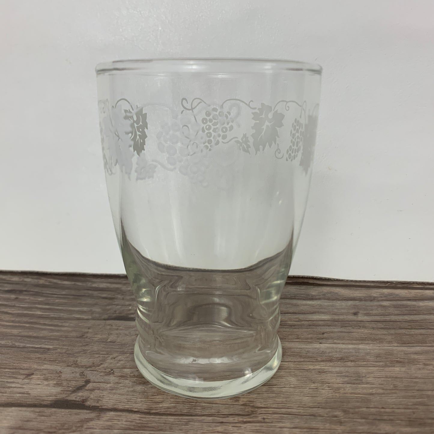 Small Vintage Juice Glasses with White Grapevine Border