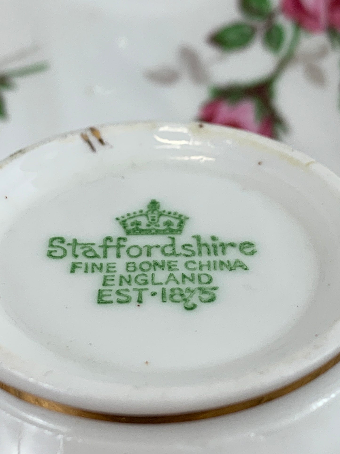 Vintage Teacup with Pink Rosebuds Staffordshire Fine Bone China Tea Cup Mothers Day Gift