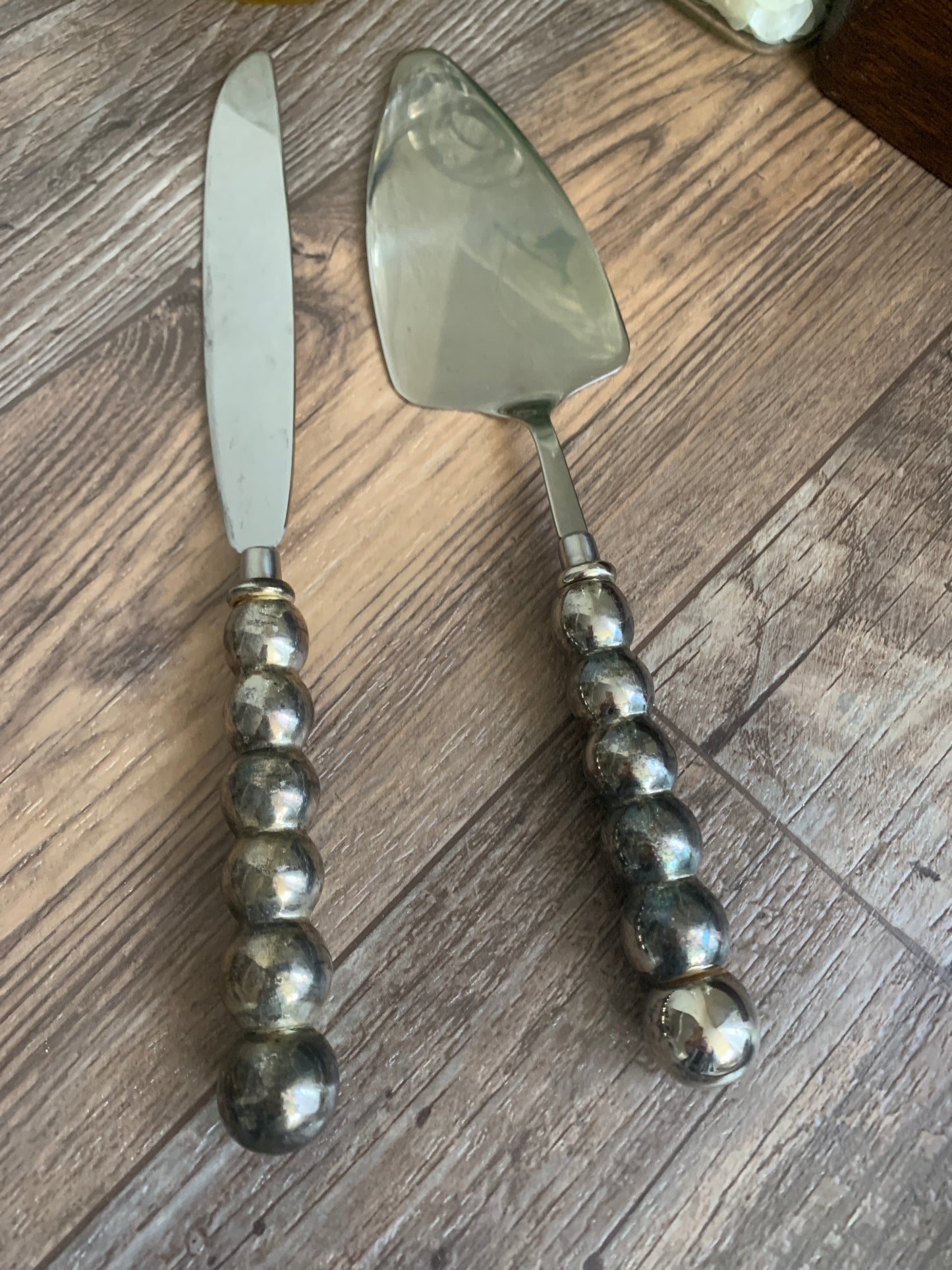 Vintage Cake Knife and Server Silver Metal Server Vintage Wedding Cake Knife