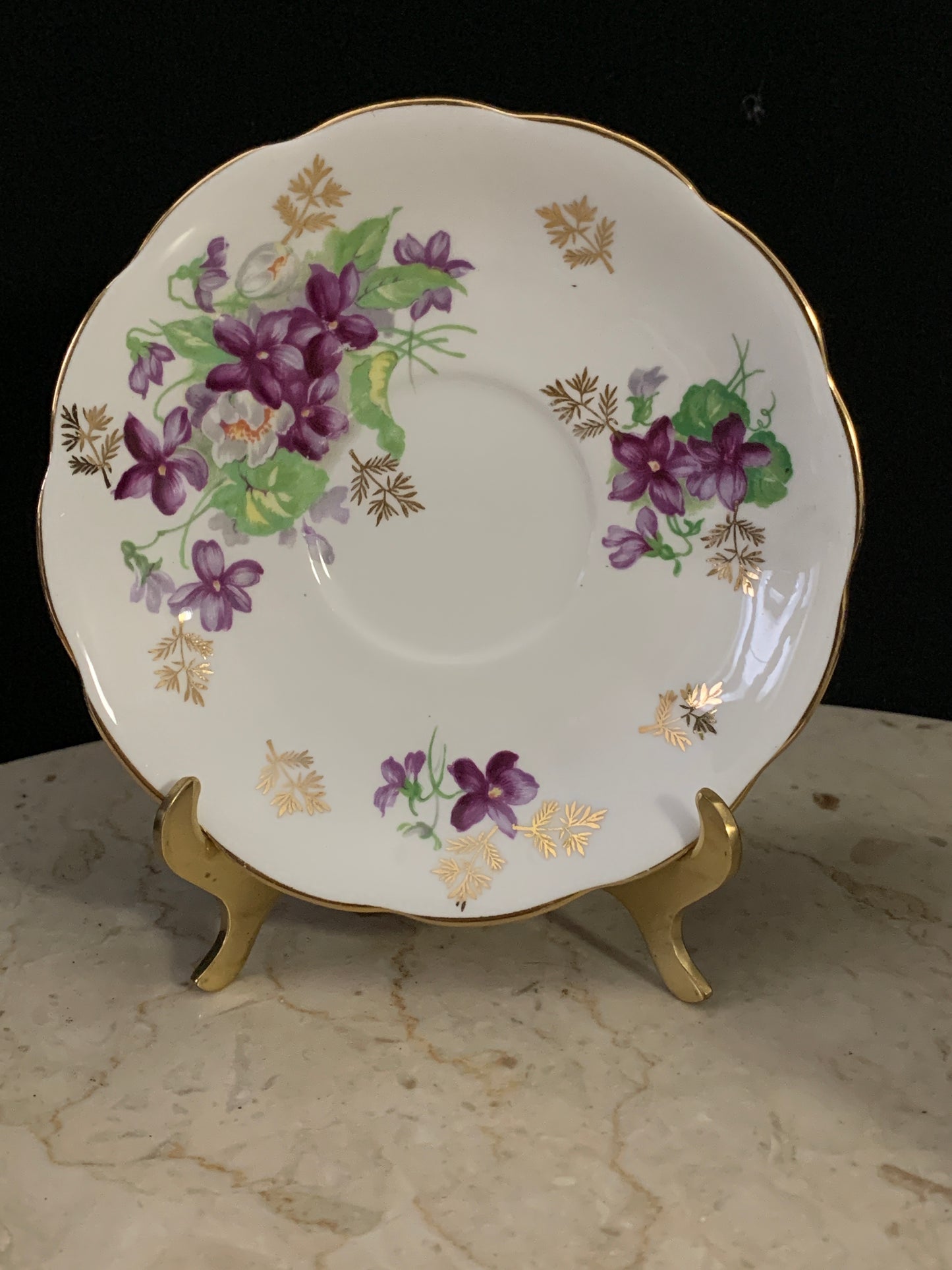 Vintage Tea Cup with Violets Purple Floral Queen Ann Teacup