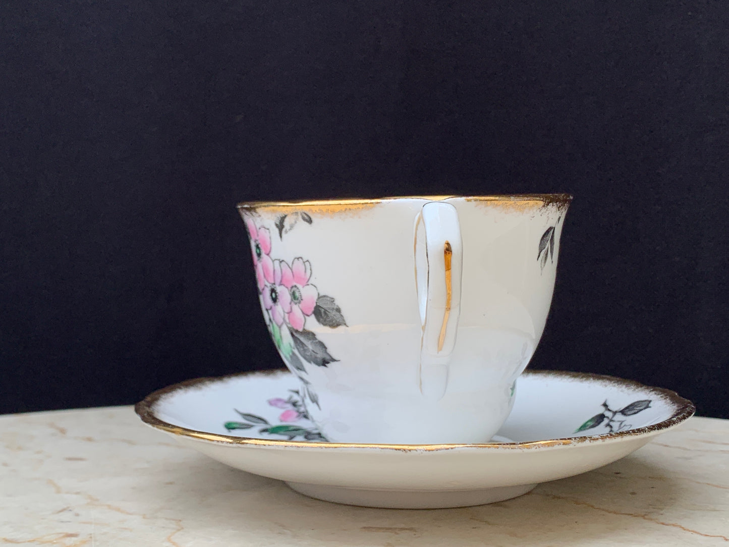 Vintage Teacup with Pink and Purple Floral Pattern Vintage English Tea Cup Royal Standard Fine Bone China