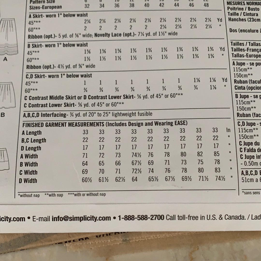Simplicity 1917 Misses Skirt in Three Lengths Sewing Pattern
