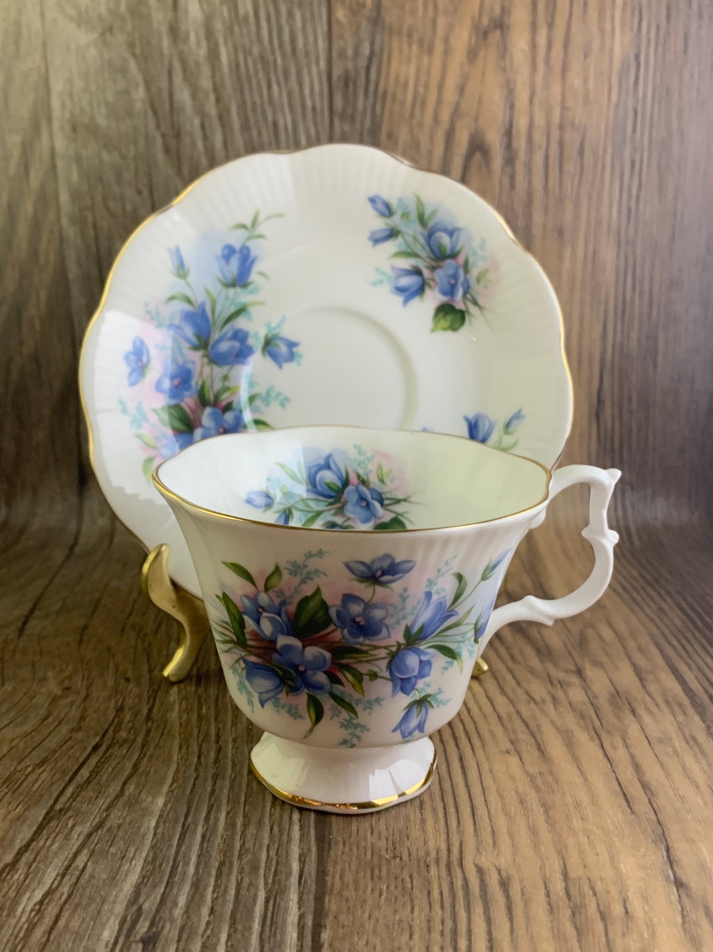 Vintage Teacup with Blue Floral Pattern, Gainsborough Shape, Royal Albert China
