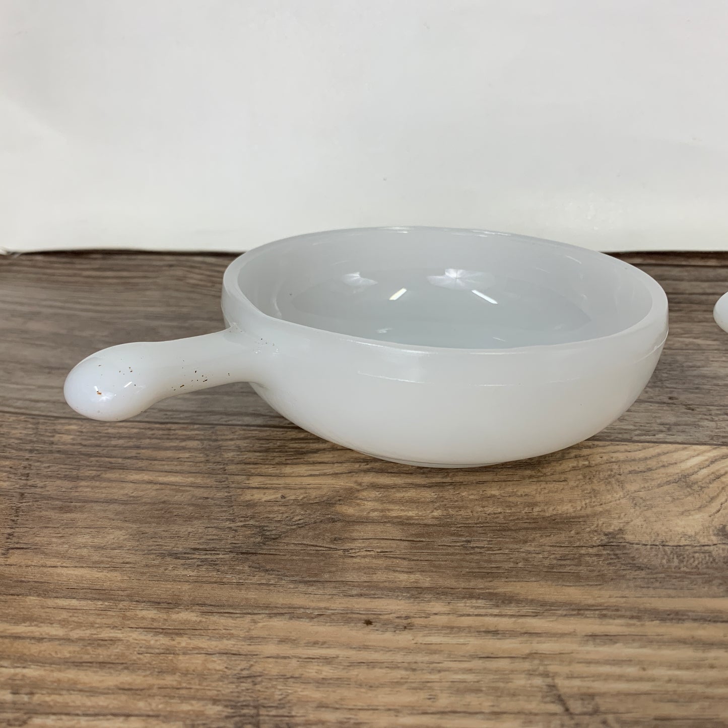 Milk Glass Soup Bowls with Handles - Set of 2