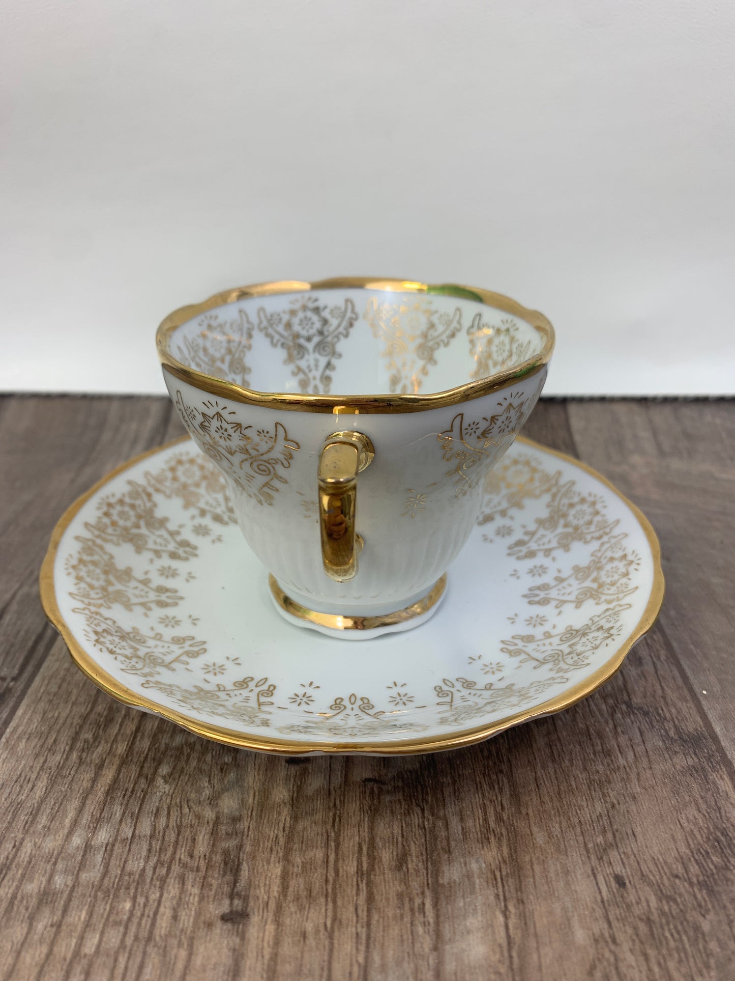 White and Gold Made in China Vintage Tea Cup