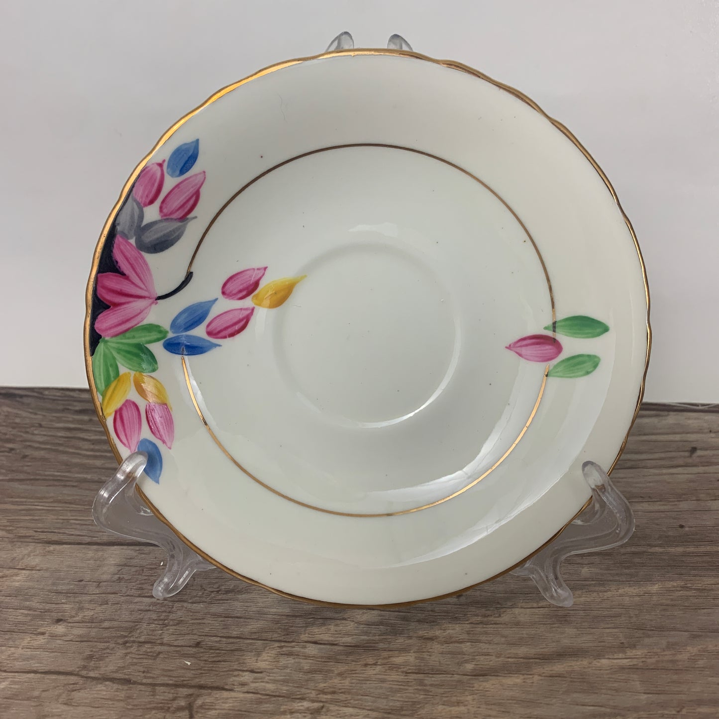 Hand Painted Floral Vintage Teacup and Saucer Set