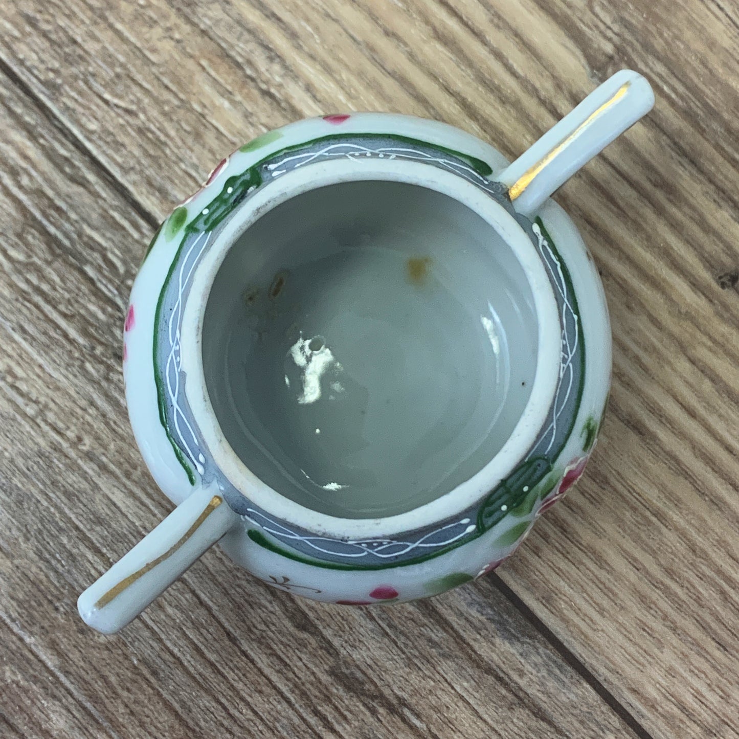 Vintage Ceramic Mustard Pot with Moriage Design
