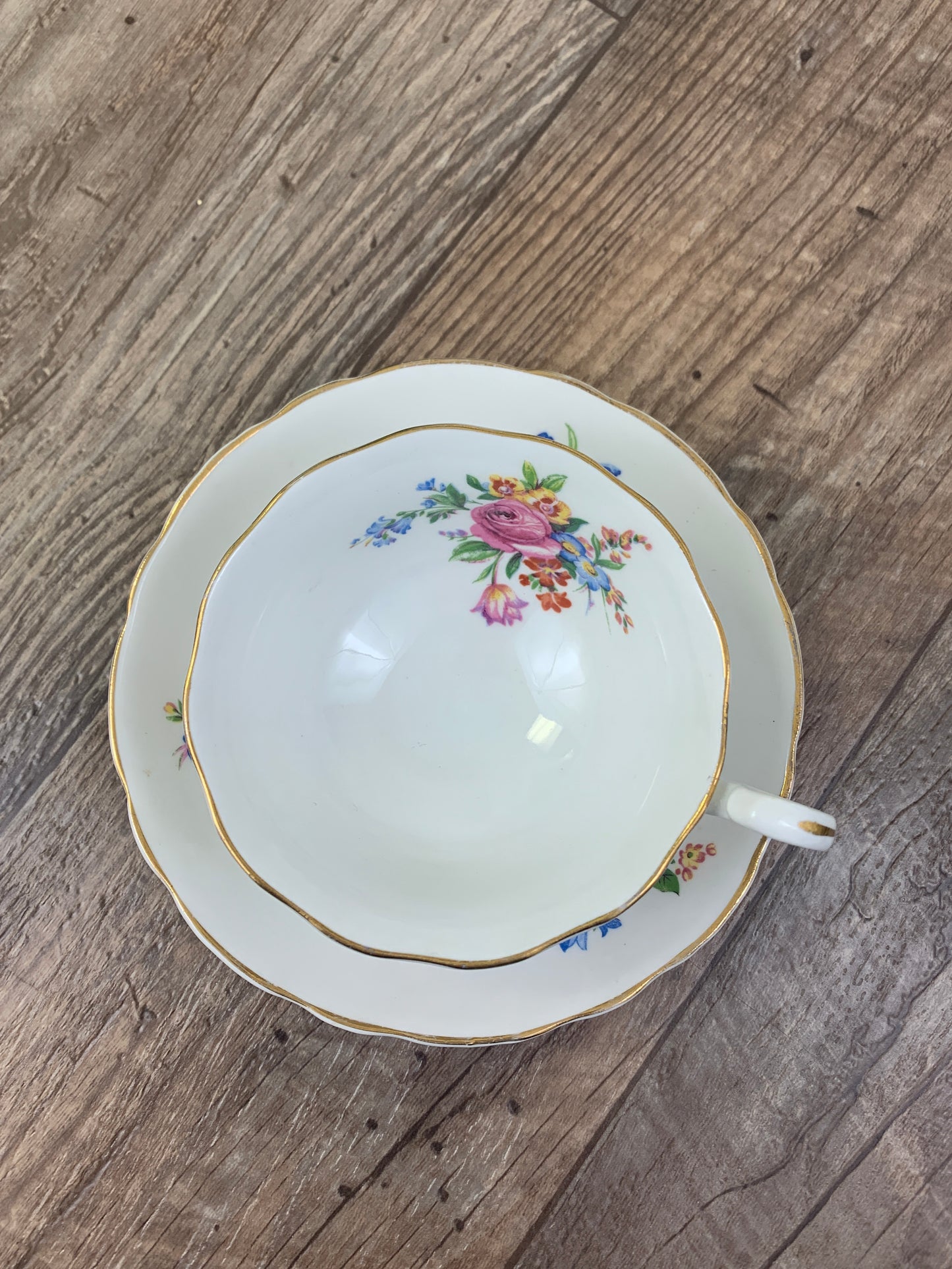 Vintage Teacup with Floral Pattern Wide Mouth Tea Cup Radford Bone