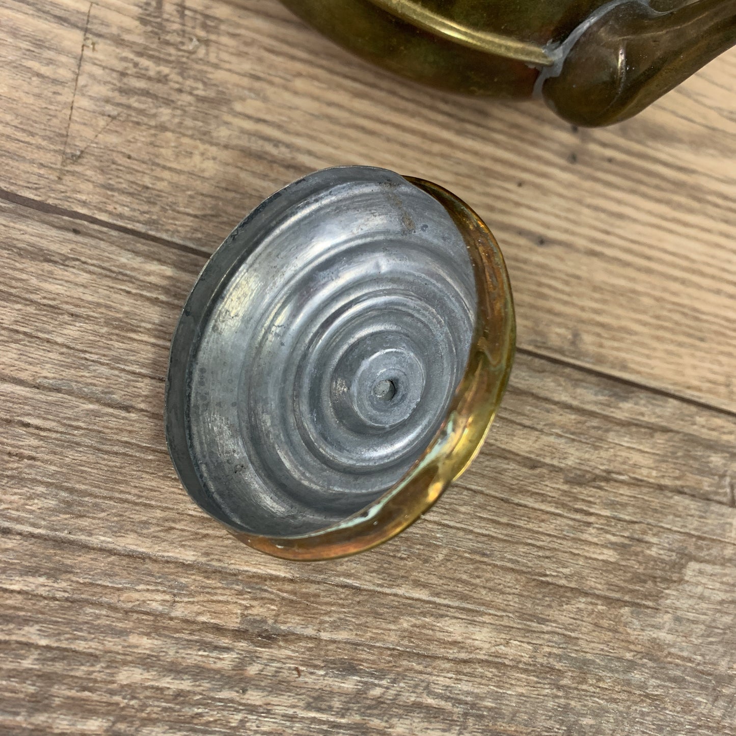 Vintage Brass Coloured Kettle with Wooden Handle