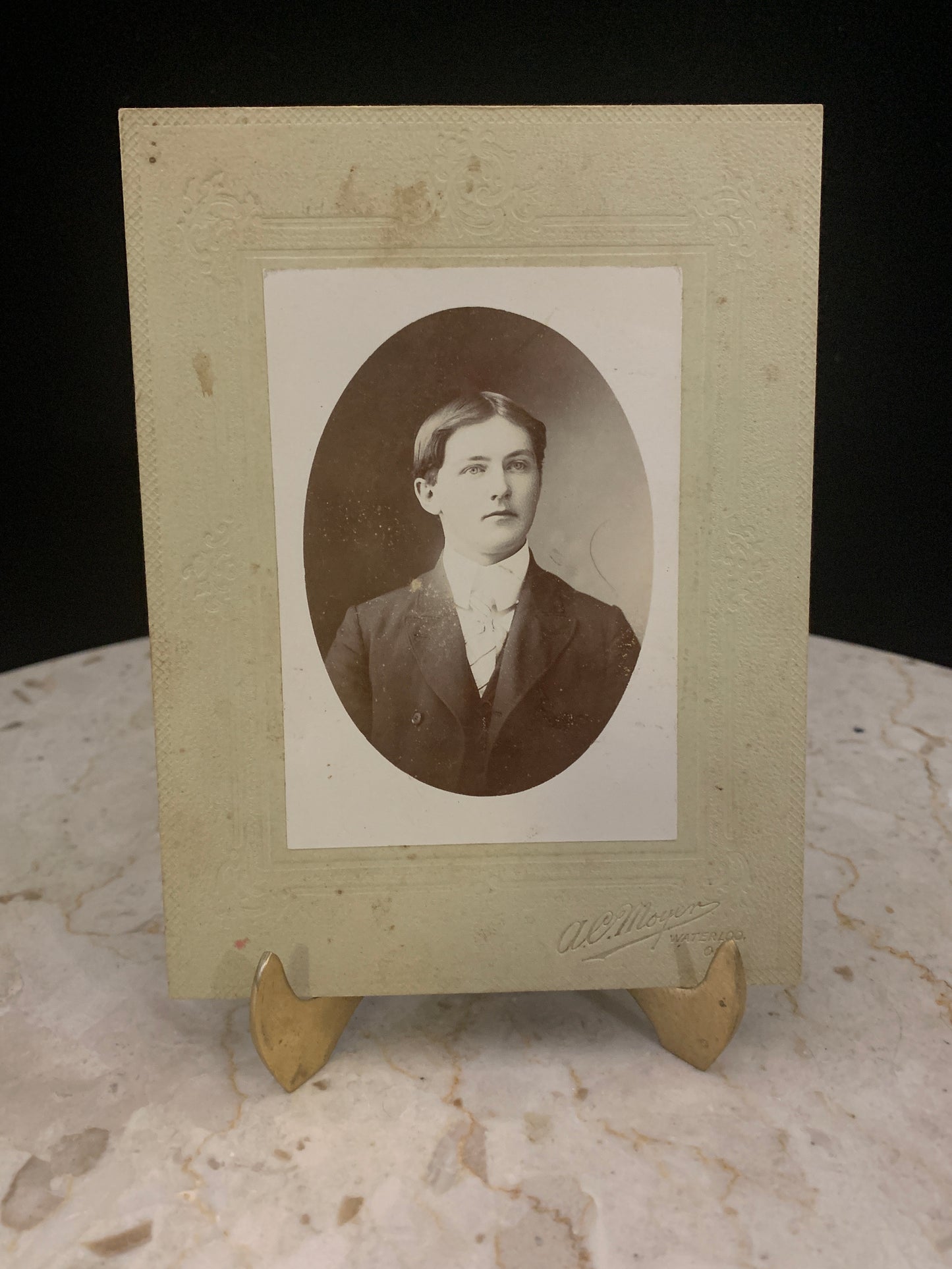 Young Gentleman Sepia Photo Antique Cabinet Card
