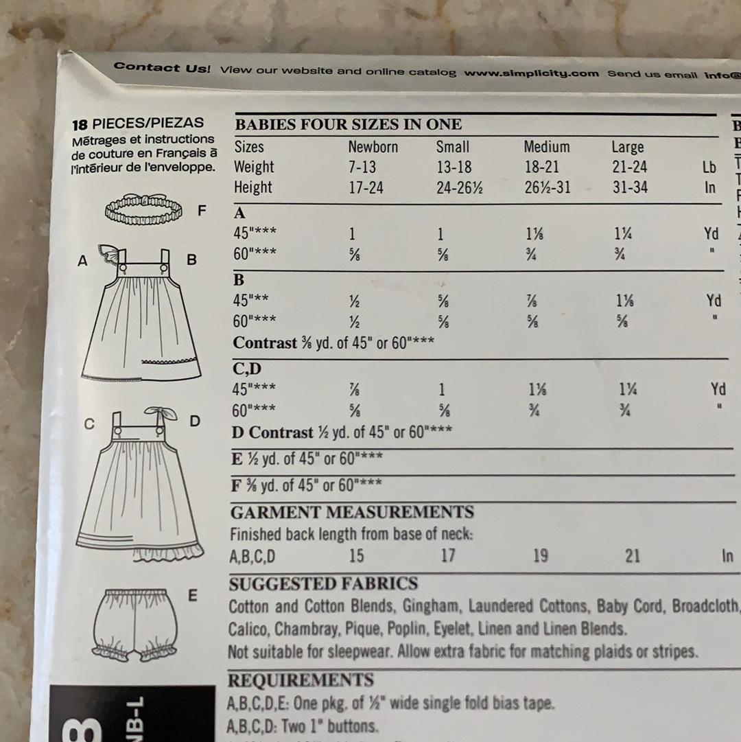 Baby Sundress and Bloomers Sewing Pattern New Look 6718