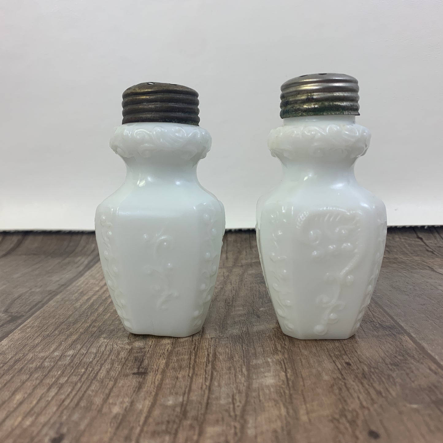 EAPG Antique Salt and Pepper Shakers Diamond Glass Co No 7
