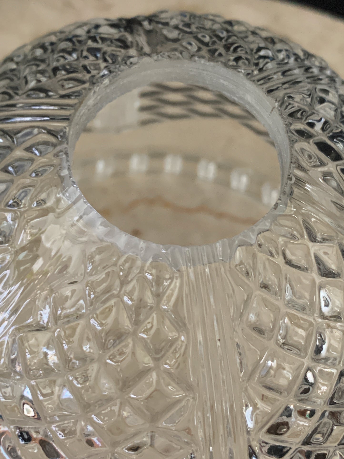 Vintage Glass Bell Shaped Lamp Shade Clear Pressed Glass Lamp Shade