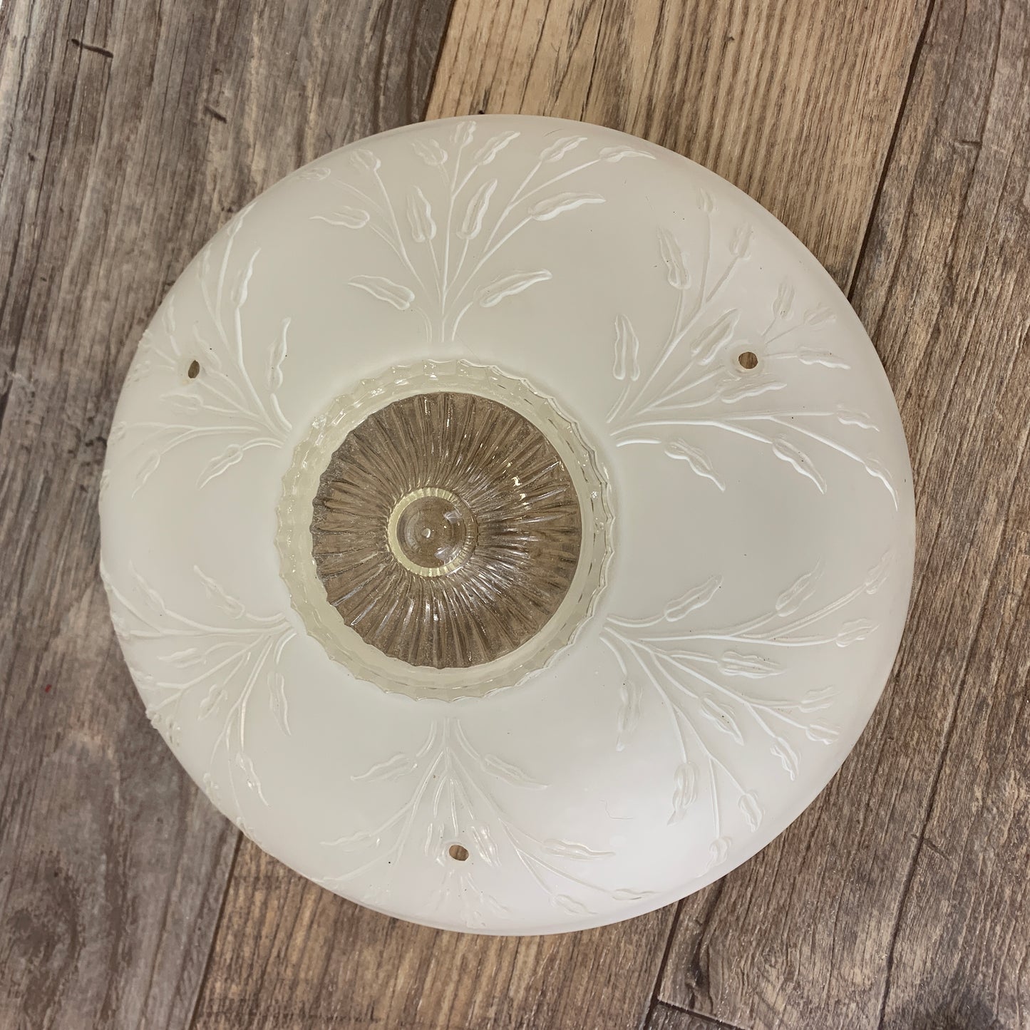 Frosted Glass 3 Hole Light Cover, Antique Lamp Shade with Raised Leaf Design
