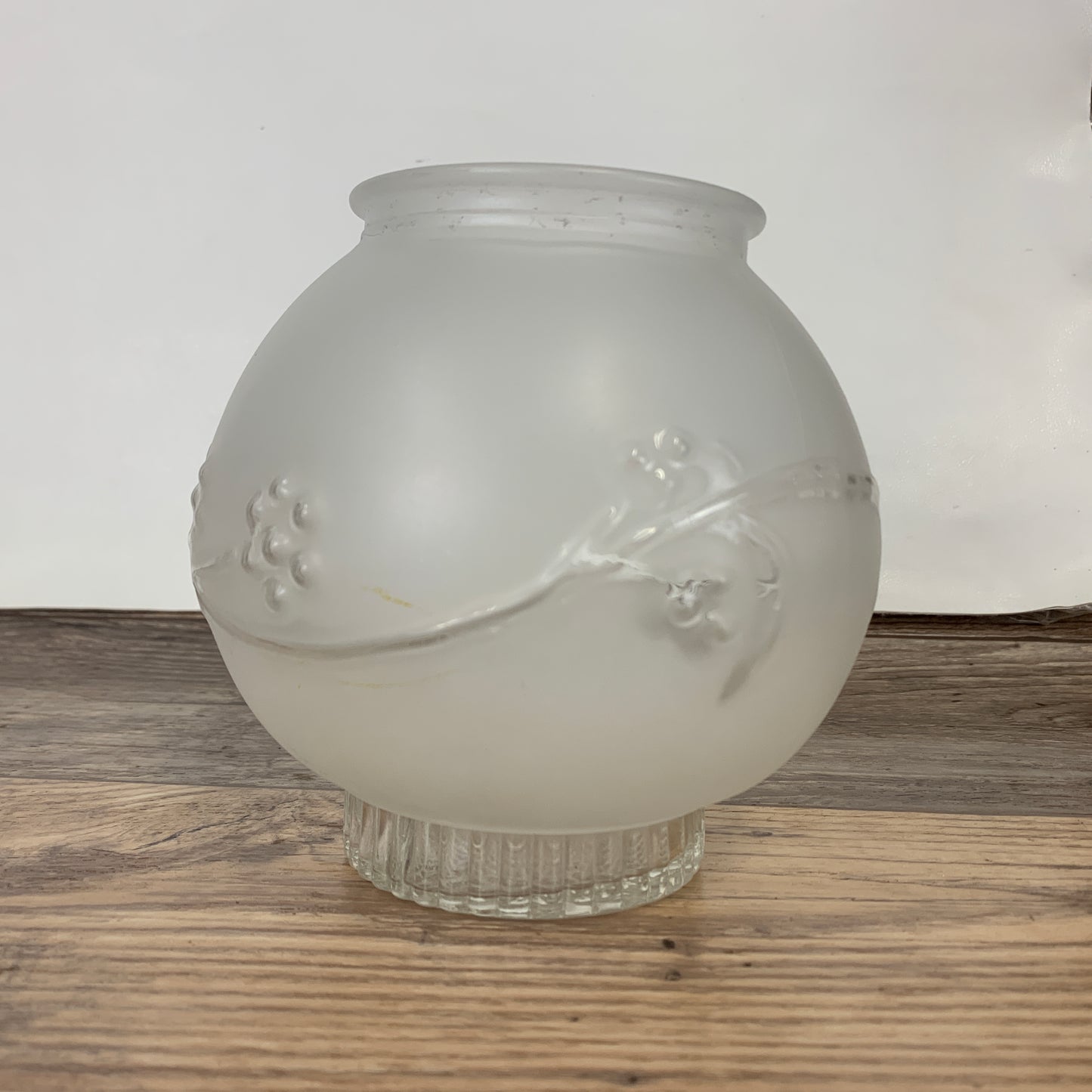 Frosted Light Cover, Mid-Century Globe Ceiling Light w/ raised floral pattern