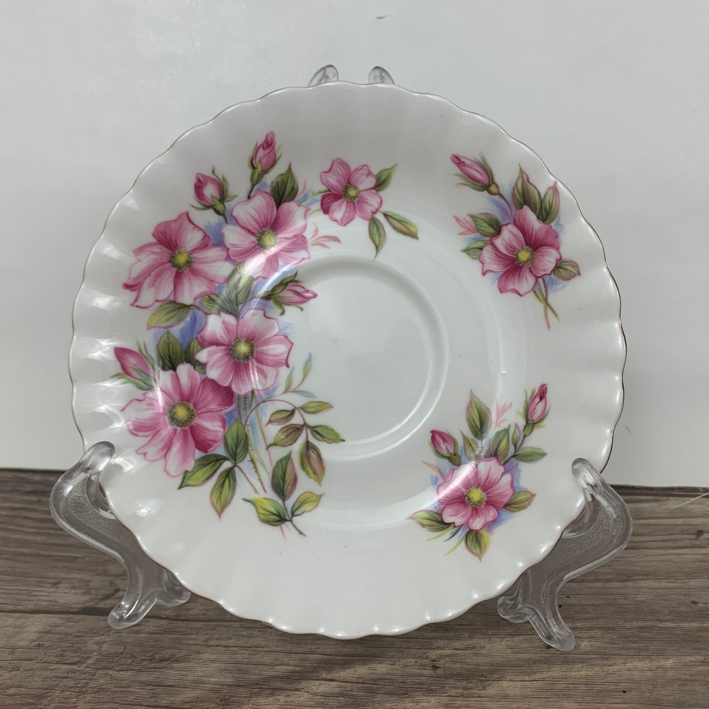 Royal Albert Wild Rose Teacup and Saucer/Vintage Tea Cup c1970-1980