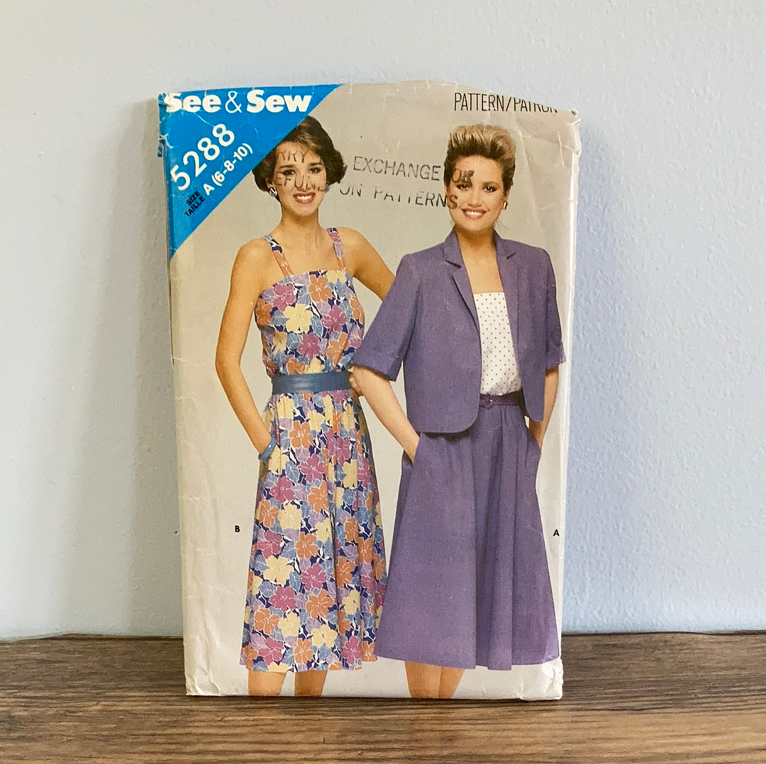 Misses Jacket and Dress Sewing Pattern Size 6 to 10 Butterick 5288