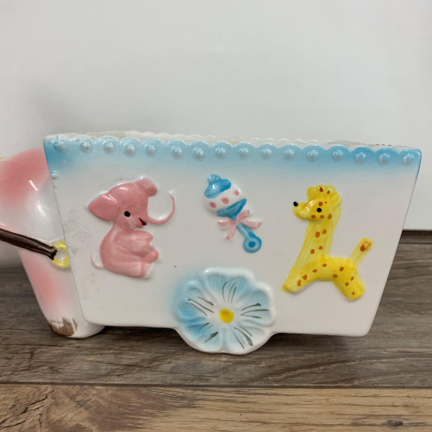 Pink and Blue Donkey and Cart Planter