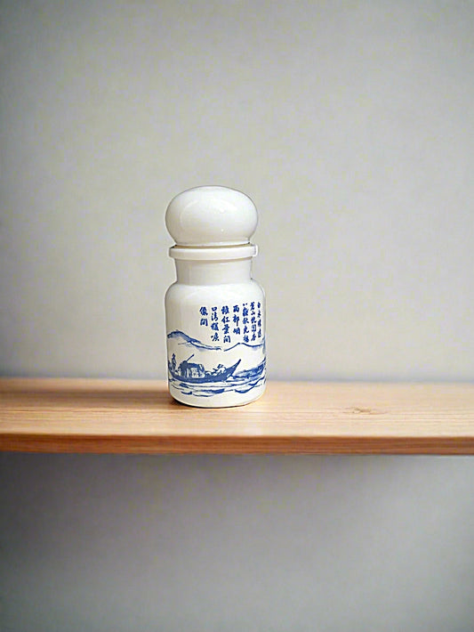 Milk Glass Jar Belgium Apothecary, Stash Jar or Spice Jar