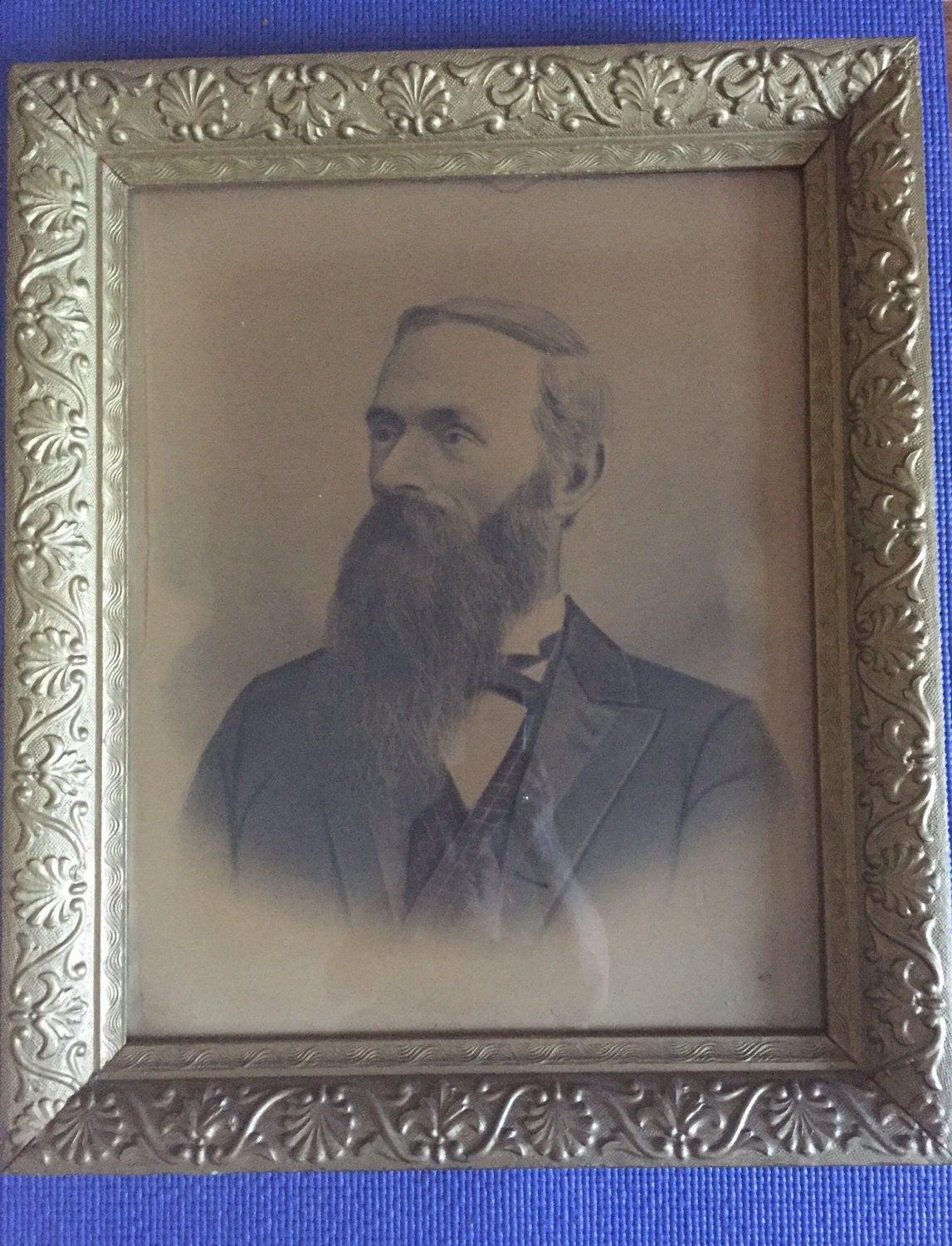 Large Antique Portrait-Crayon Portrait-Solar Enlargement-Large Antique Photo-Antique Framed Portrait