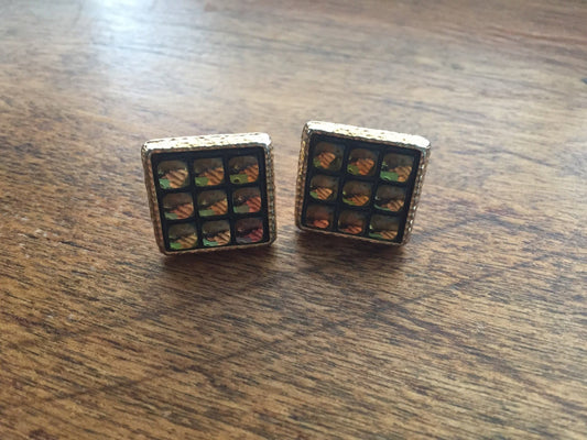 Vintage Men's Gold Tone Cuff Links-Black and Gold Vintage Cufflinks