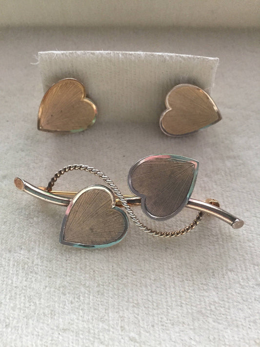 Bond Boyd Sterling Hearts Brooch and Earring set