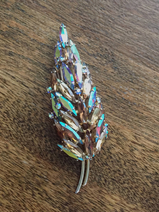 Vintage Sherman Aurora  Borealis Signed Broach