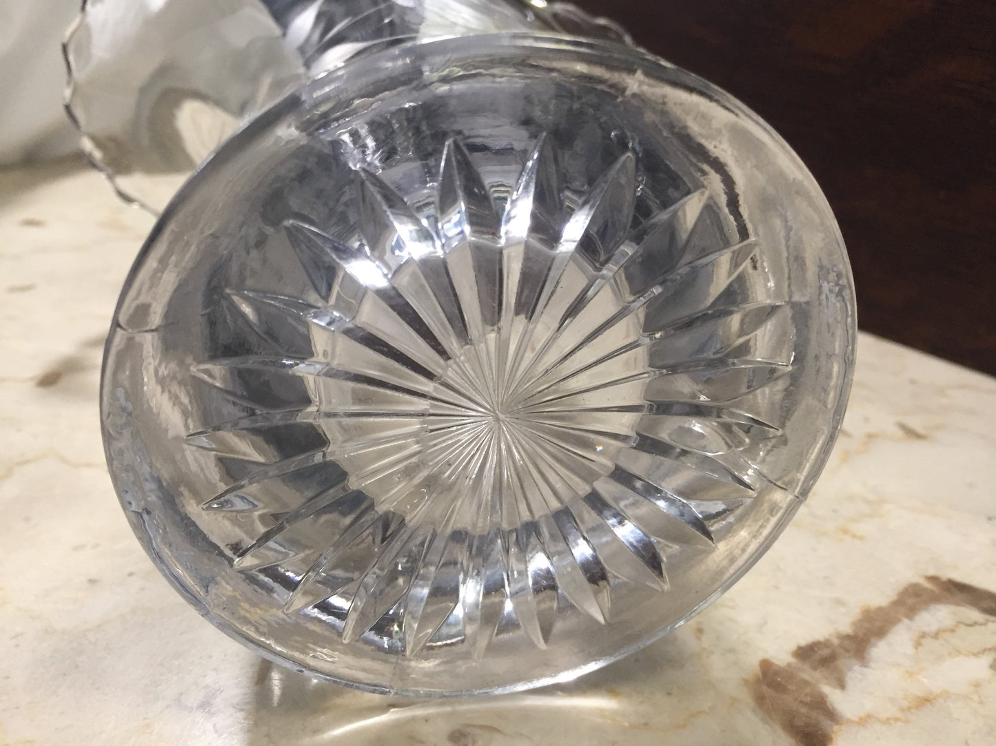 Vintage Etched Glass Basket with Rose Pattern House Warming Gift grandma Chic Decor