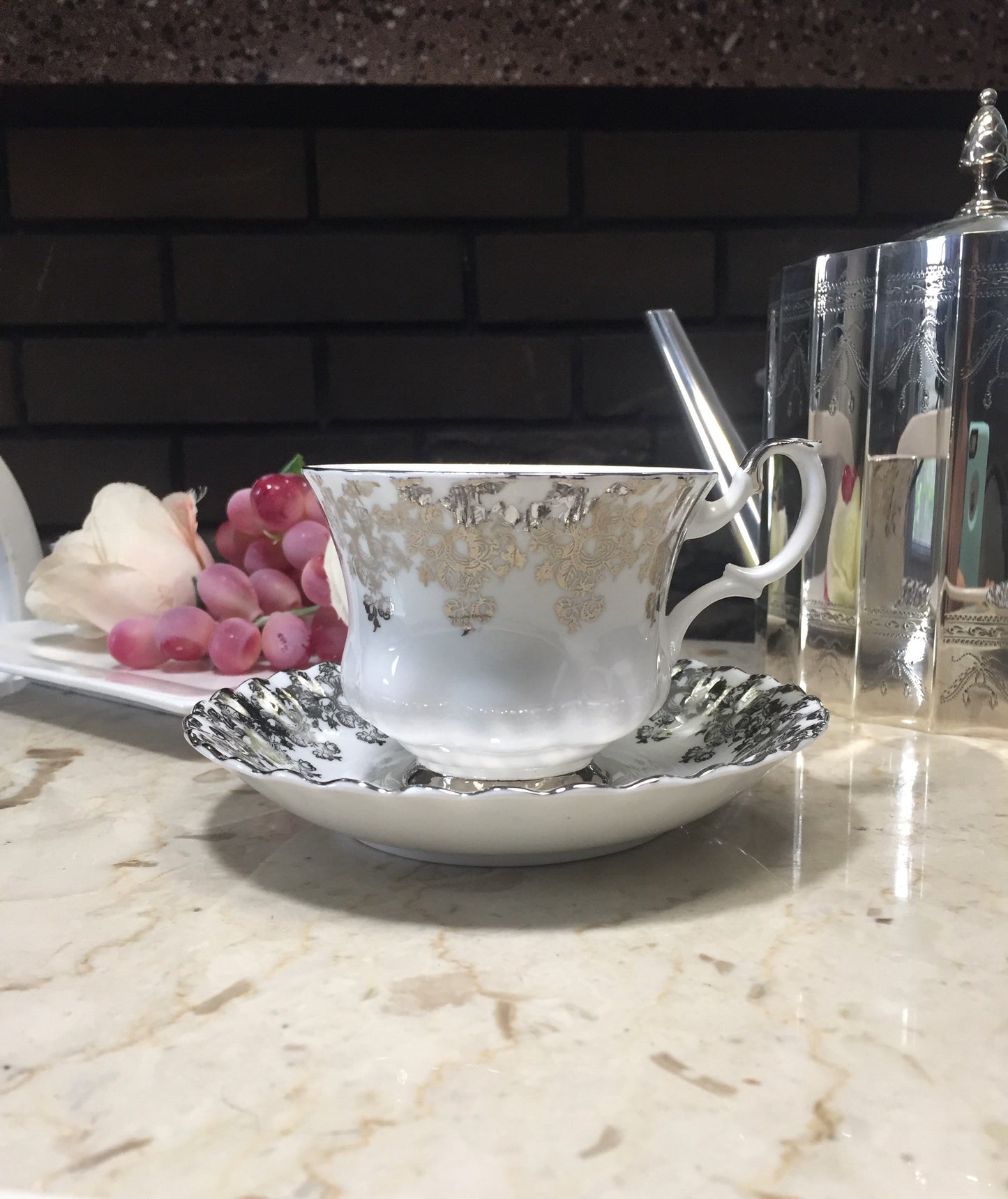 Silver Wedding Anniversary Gift Vintage Tea Cup Royal Albert  Silver Anniversary Tea