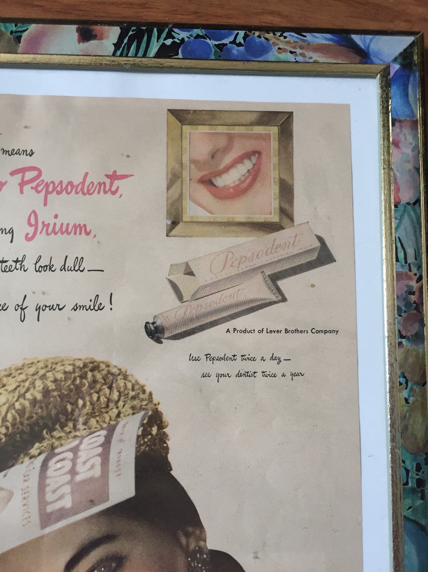 Vintage Framed Ad 1947 Pepsodent Ad