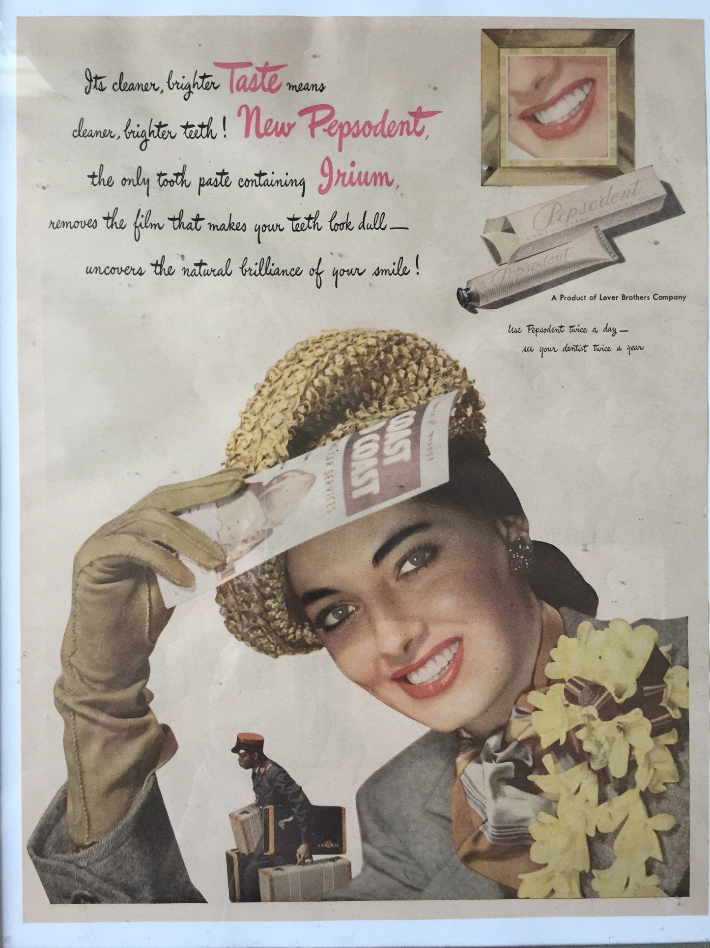 Vintage Framed Ad 1947 Pepsodent Ad