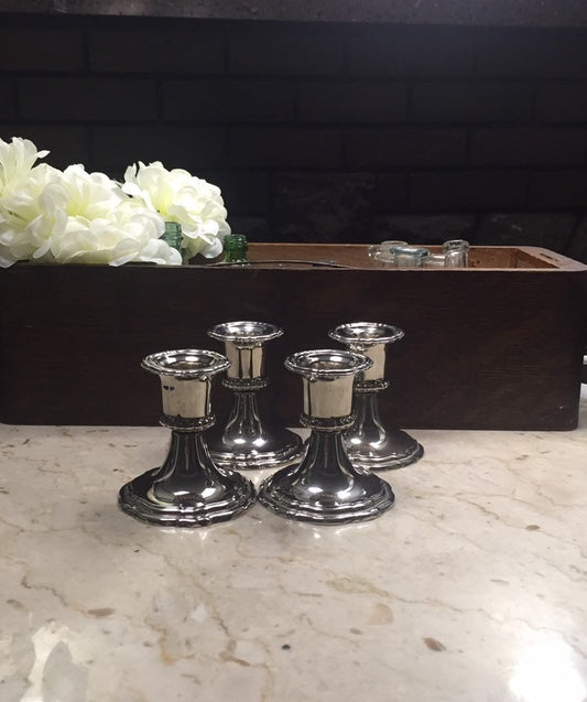 Silver Plated Candlestick Holders-Set of 4 Candle Holders