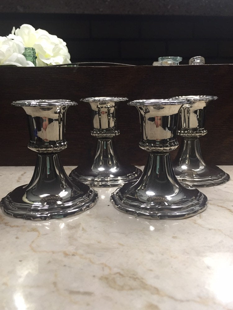 Silver Plated Candlestick Holders-Set of 4 Candle Holders
